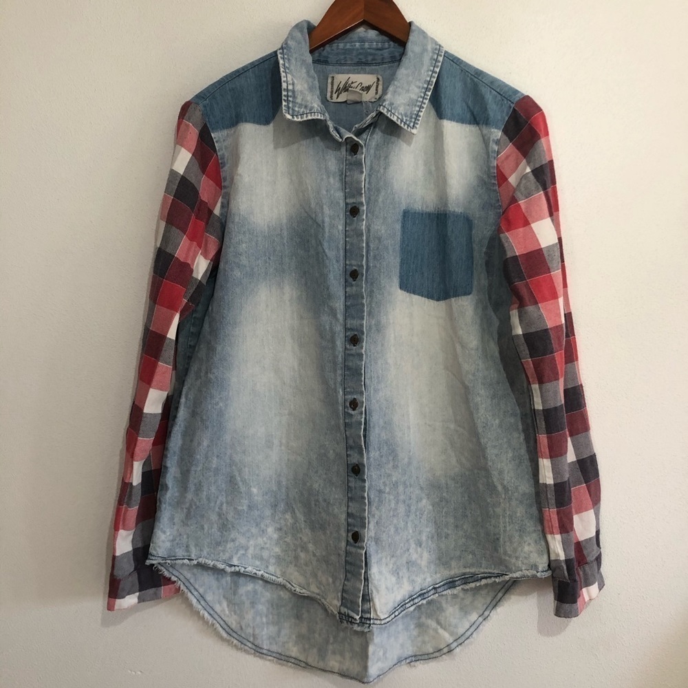 White Crow plaid and chambray shirt